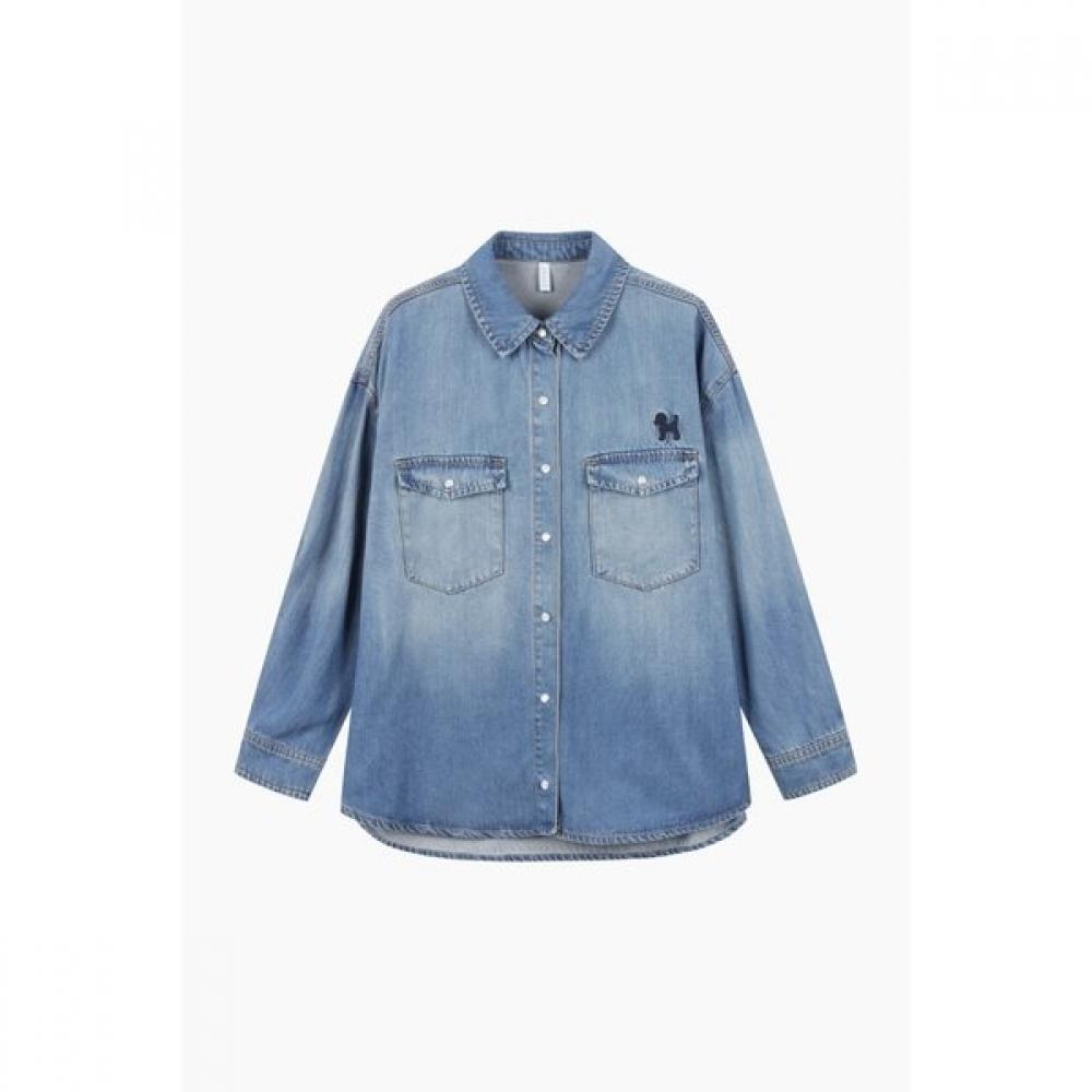 Puppy Embroidery Denim Blouse Babl91611