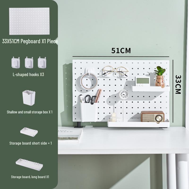 Wall-Mounted No-Drill Pegboard Storage Shelf for Kitchen and Dorm Room