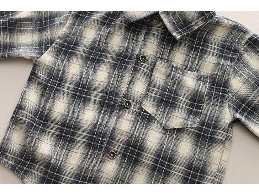 2025 Plaid Shirt Boy's Retro Fashion Three-Piece Set: Casual Spring & Autumn Outerwear