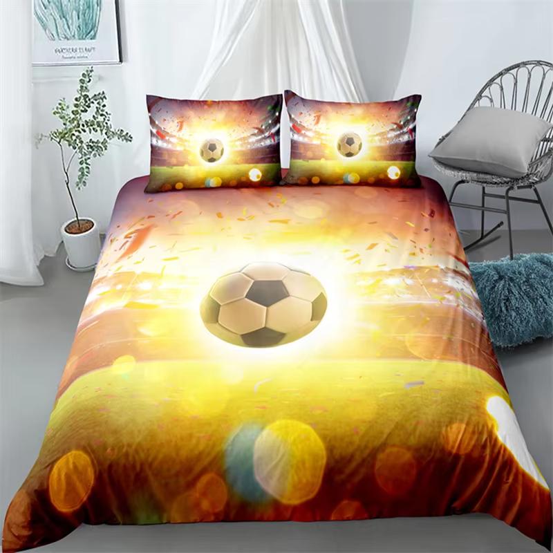 

Football Duvet Cover Ball Sport Theme Bedding Set Soccer Comforter Cover Twin Queen For Kids Boy Teen Room Ball Bedspread Cover EU Single(135x200cm)