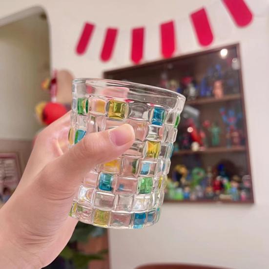Multicolor Mosaic Glass Water Cup Tea Coffee Stained Glass Design Water Bottle Dining Table Accent Decorative Drinkware