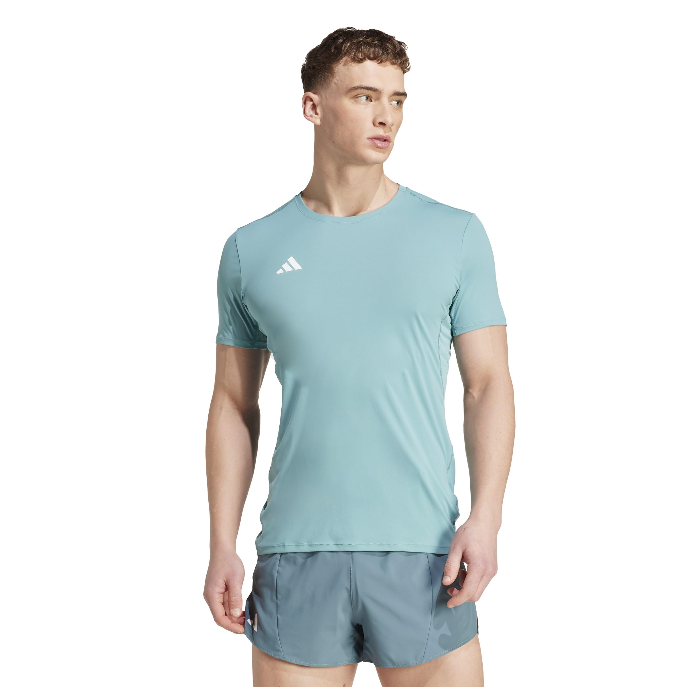 

Adidas Men s adizero Essentials Running Short Sleeve T-Shirt, Powder Teal (IEJ32, JM8339)
