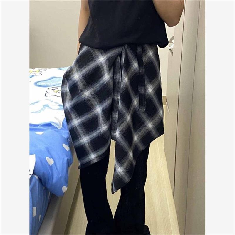 Versatile Retro Plaid Waist Wrap for Street Dance and JK Style