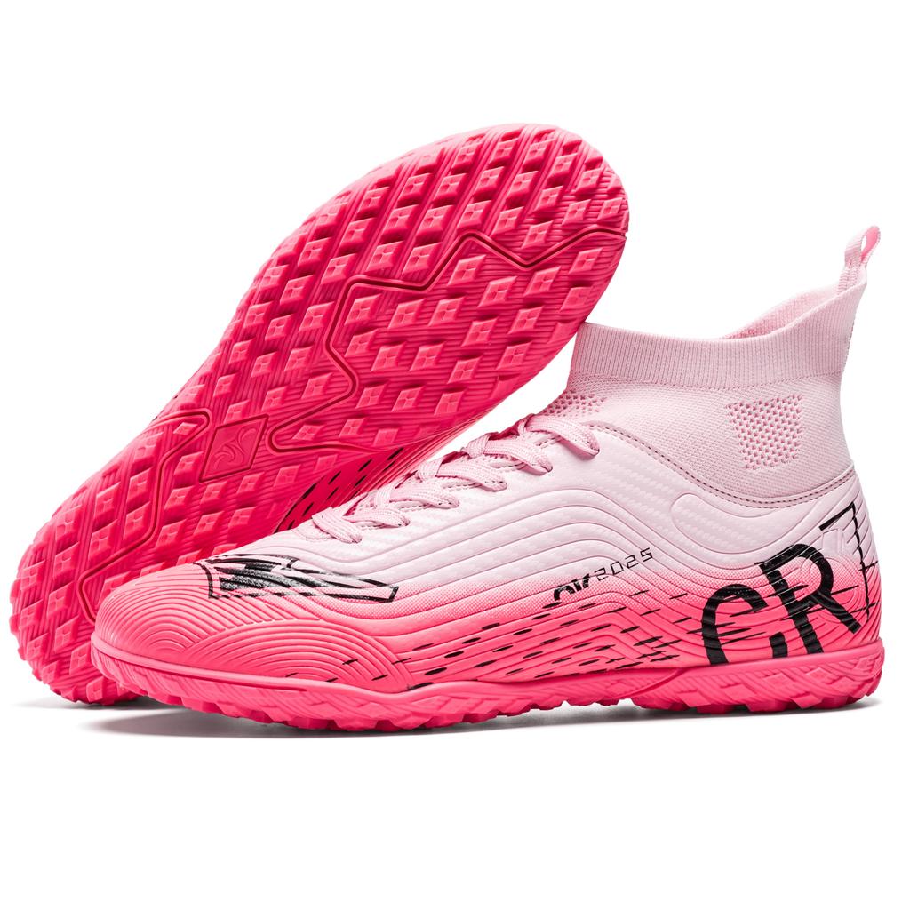 Erkek Futbol Ayakkabıları Yüksek Bilekli Futbol Ayakkabıları Dış Mekan İç Mekan Hafif Dayanıklı Çim Antrenman Spor Ayakkabıları Kaymaz Kramp Yeni