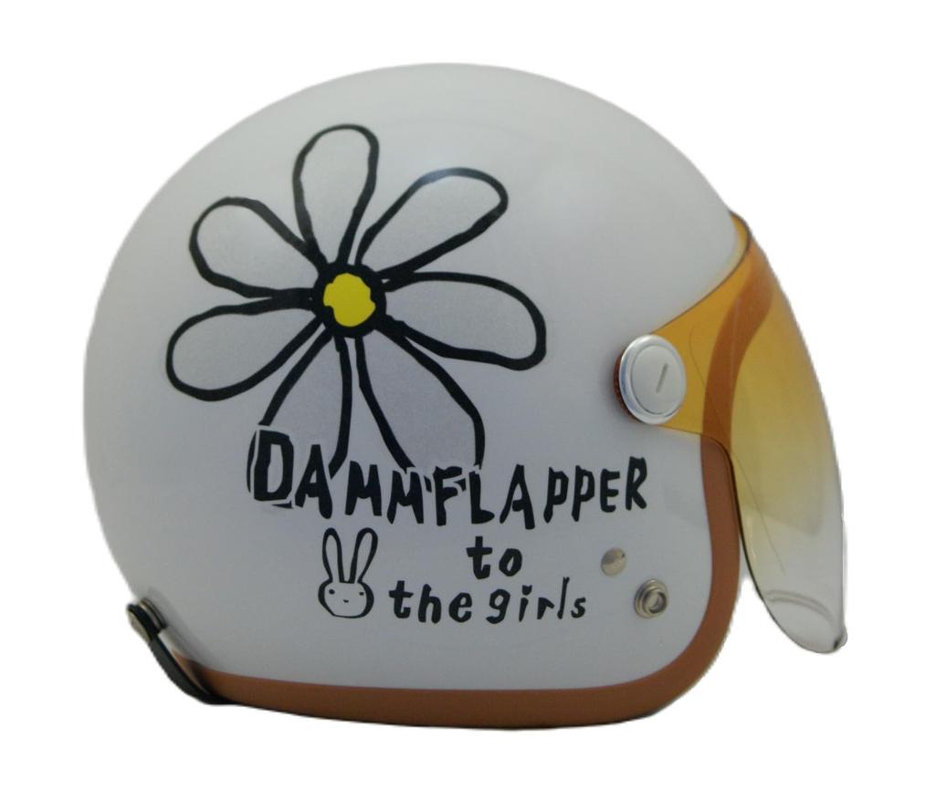 SunUp FLOWER Motorcycle Pearl Ladies Free SL-001 Jet-Style Helmet, White, Size (57-58cm) (Pearl White)