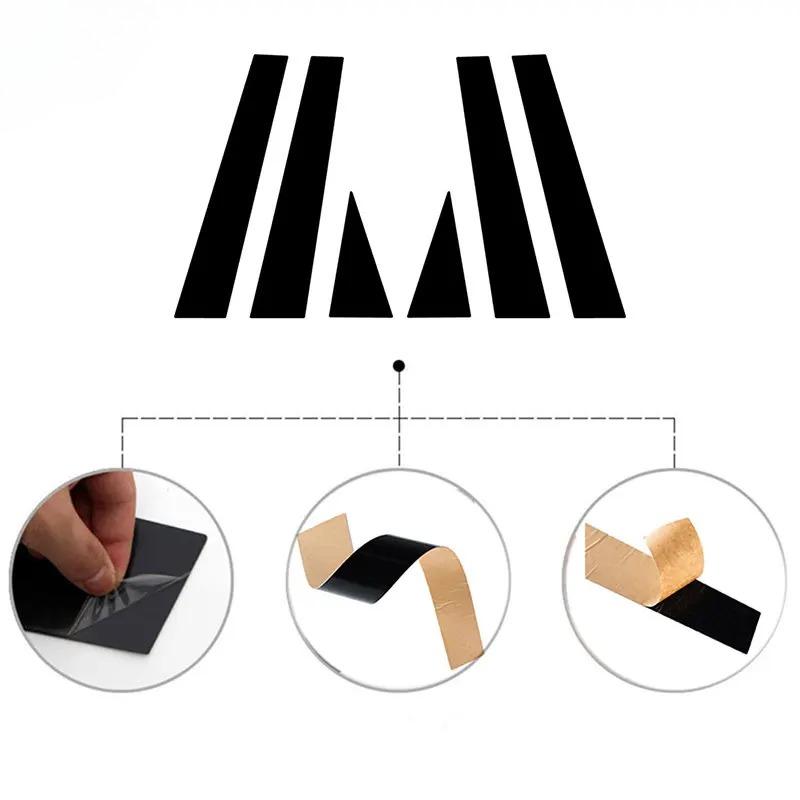 6pcs For BMW 5-Series E60 4-Door Sedan 2003-2008 2009 2010 Gloss Black Window Trim Pillar Posts Door Side Moulding Decorative Cover