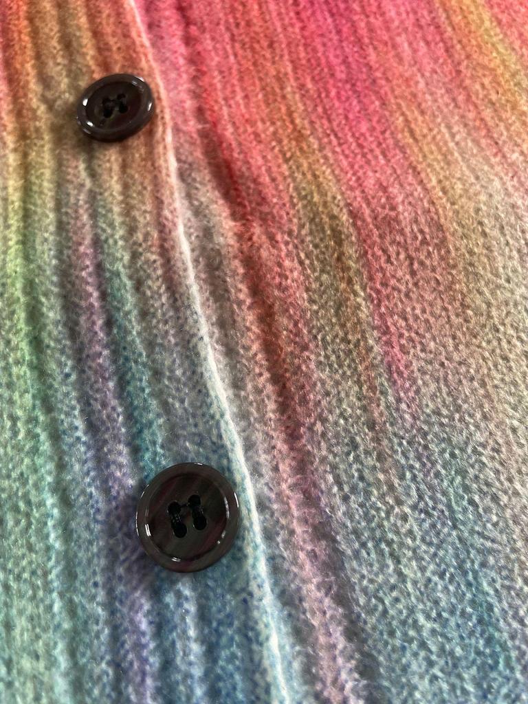 V-Neck 5-Button Printed Cardigan Sweater