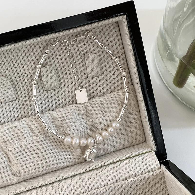 VENTFILLE Bracelet en argent sterling 925 avec perles et nœuds en bambou pour femme et fille, bijoux coréens simples, cadeau d'anniversaire, livraison directe