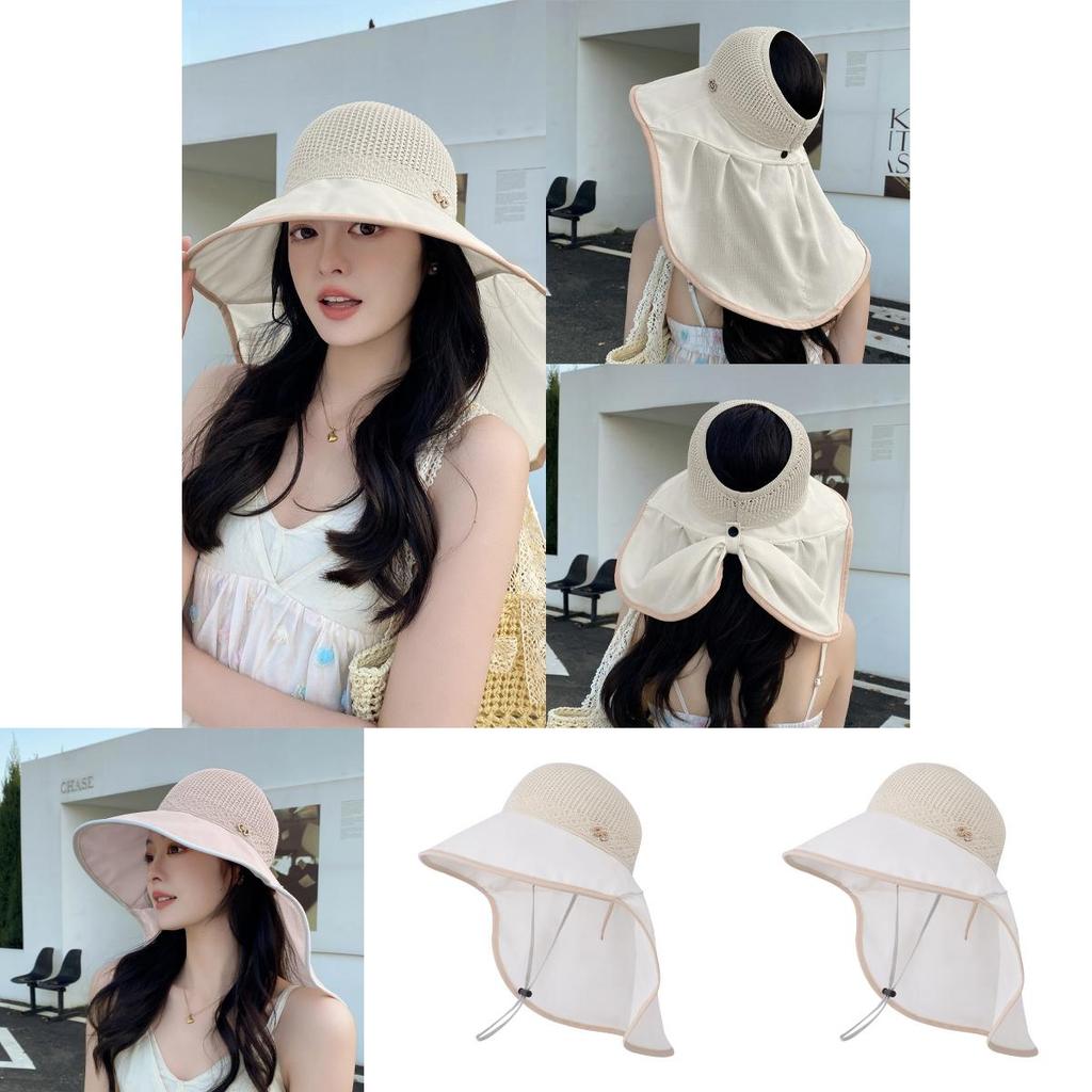 Polyester Wide Brim Sun Hat For Women Outdoor Uv Protection Summer Beach Travel