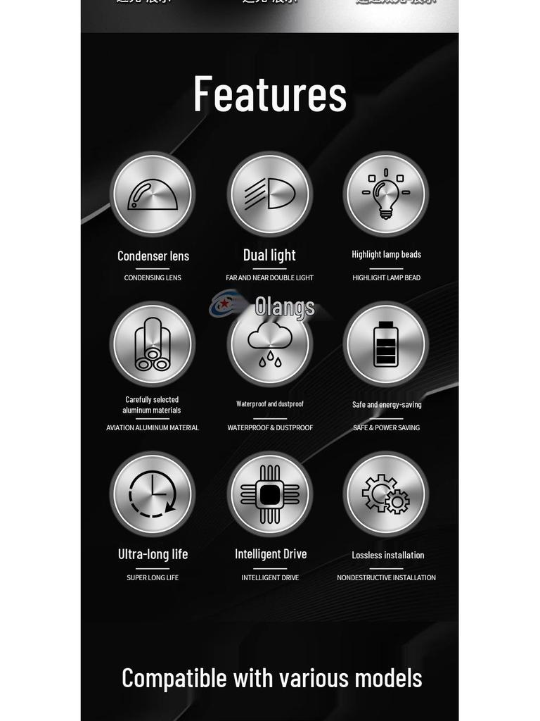 Cross-Border Exclusive LED Motorcycle Headlight: High Beam Four-Eye High-Low Beam Spotlight