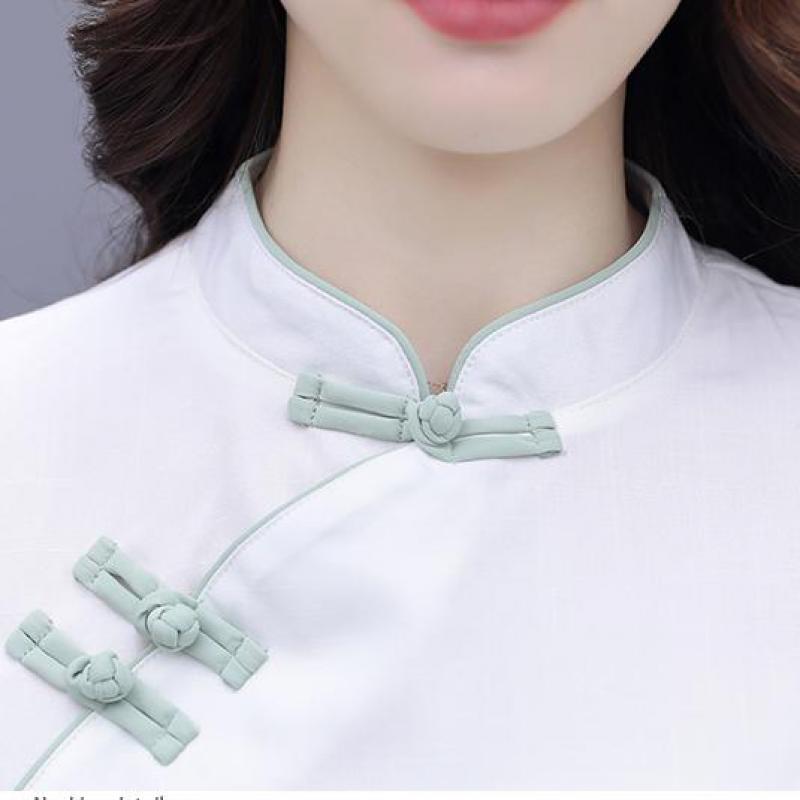 Vară stil chinezesc femei îmbunătățite Cheongsam două piese top fuste seturi de artă broderie