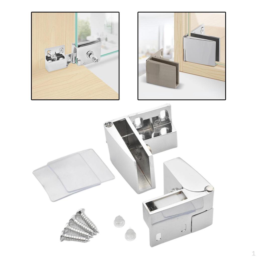 Glass Door Hinge Display Zinc Alloy with Screws Mounted Closer for Cupboard Wardrobe Replacement