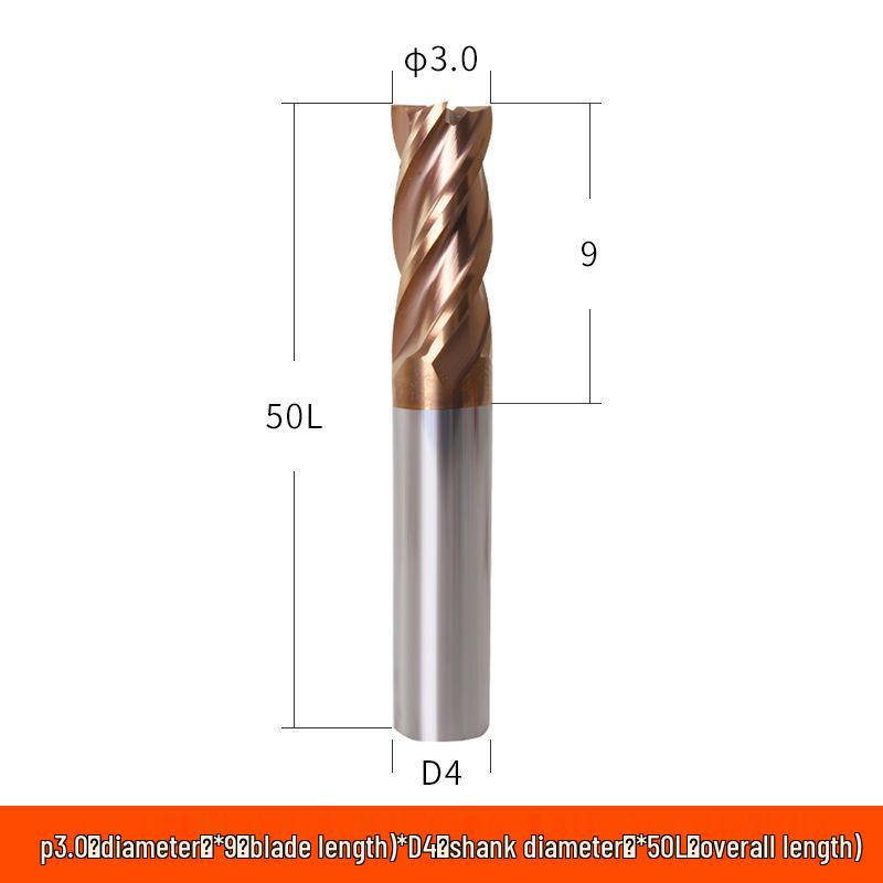 Taiwan 60° Tungsten Carbide 4-Flute Coated End Mill for Steel CNC Machining