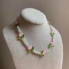 Neues Mode Süßes Tulpenblumen Halskette Armband Set Für Frauen Elegante Perlen Schlüsselbein Kette Halskette Party Schmuck Geschenk