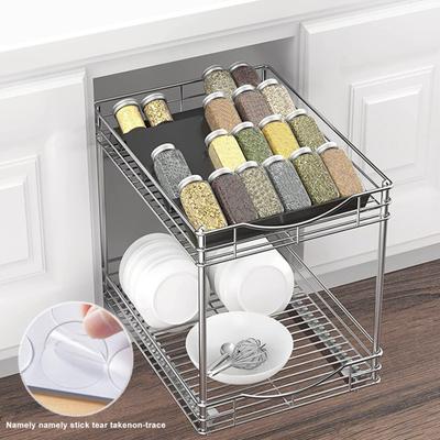 Organisateur de tiroir à épices à 4 niveaux, support d'assaisonnement à 4 niveaux, lot de 4, support de rangement extensible pour pot à épices de cuisine pour l'organisation des tiroirs