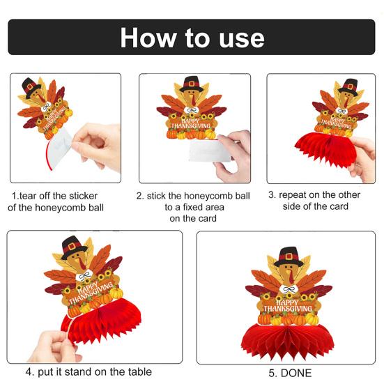 9 Pcs Fall Honeycomb Centerpieces Thanksgiving Paper Pumpkin Maple Leaf Turkey 3D Honeycomb Table Decoration for Autumn Harvest Party Favors