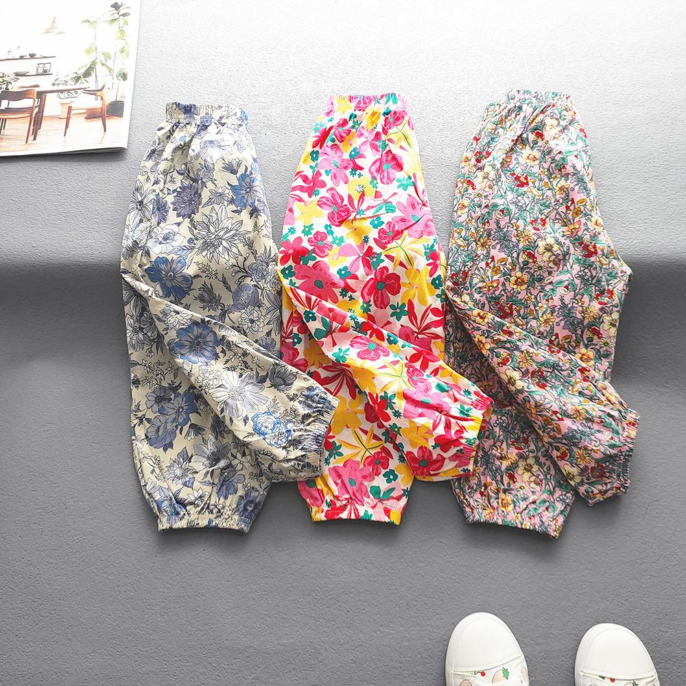 Sommer Süße Mädchen Blumen Hosen Kinder Casual Druck Einziehbare Füße Hosen Babys Mädchen Jungen Kühle Atmungsaktive Strand Hosen