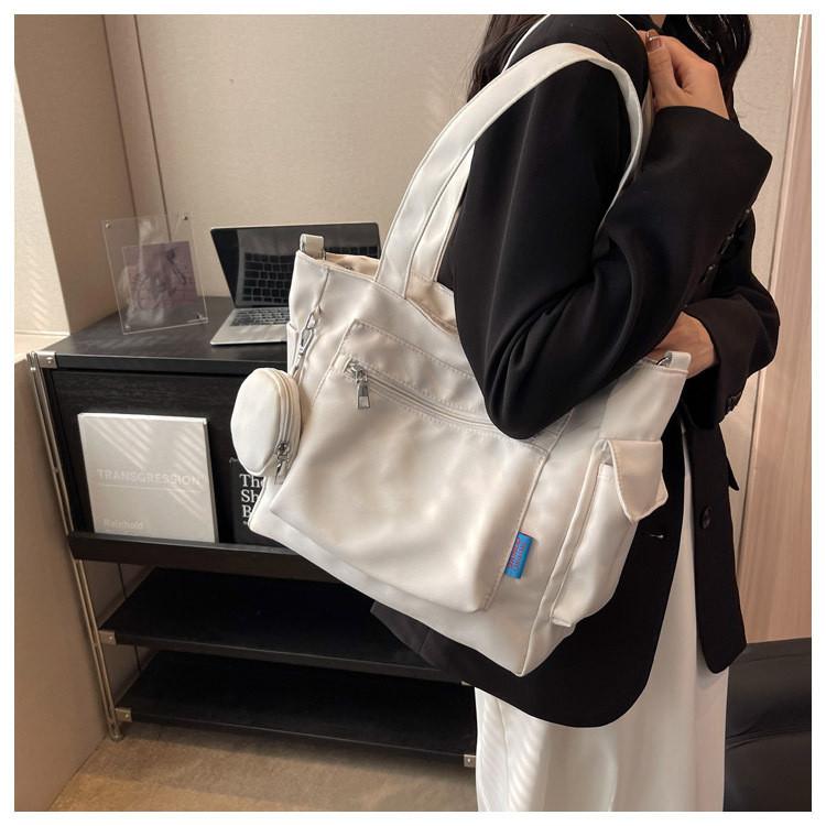 Simple Solid Color Large Capacity Women Casual Oxford Cloth Tote Bag For Daily Use
