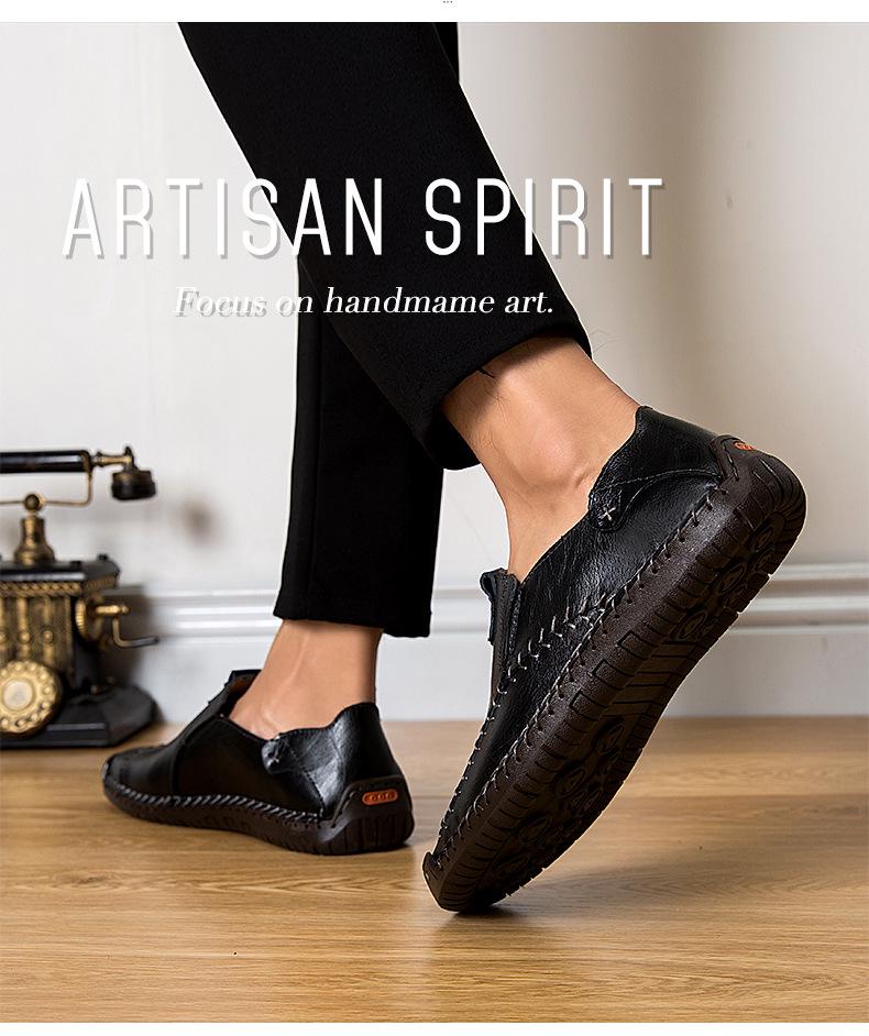 Spring 2020 Men's Large Size Leather Driving Moccasins - Retro Business Casual Shoes