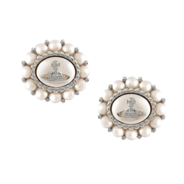 

Vivienne Westwood Sculpted Logo Brass Earrings Women earrings Silver 8050889858034 Box+Shopping Bag