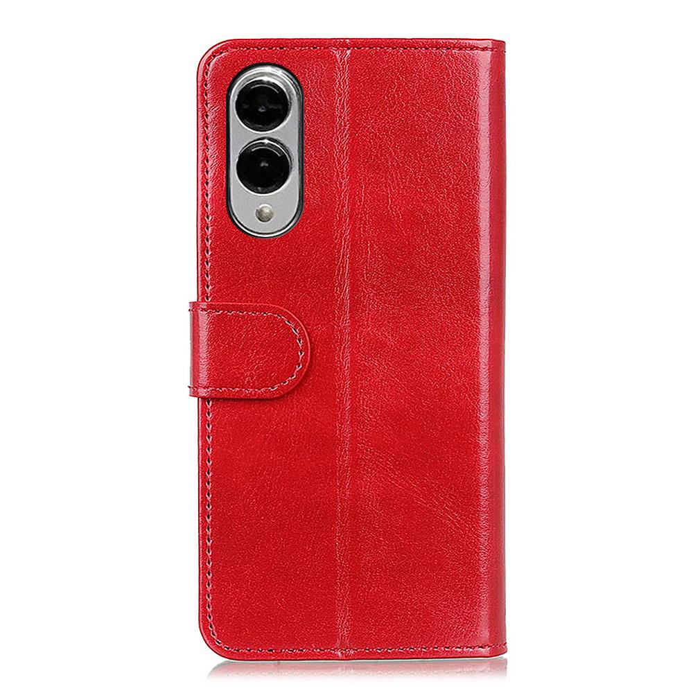 Pro Samsung Galaxy S25 Pouzdro Edge Textura Crazy Horse PU Kůže Kryt se Stojanem na Telefon