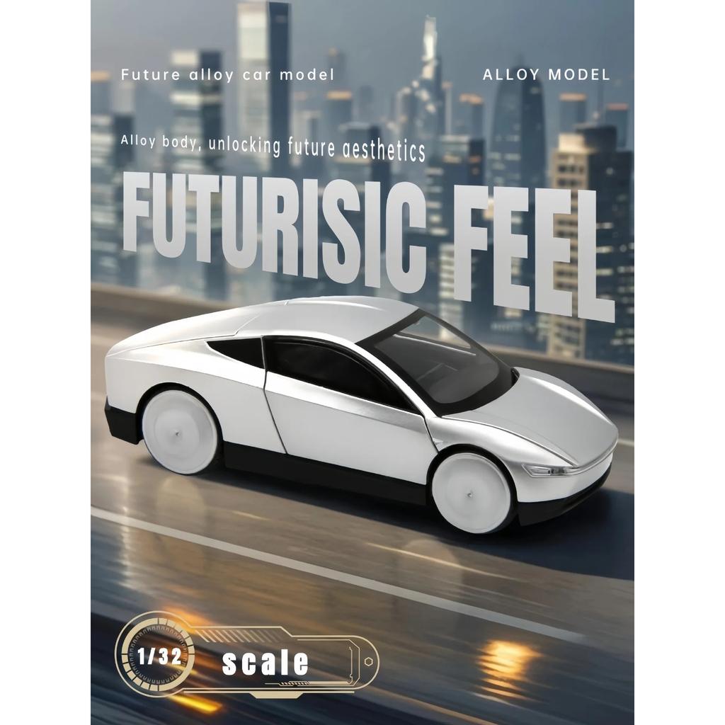 1/32 Tesla CyberCab Robotaxi Alloy Driverless Taxi Car Model Diecast Metal New Energy Car Vehicles Model Sound and Light Kids Toy Gift