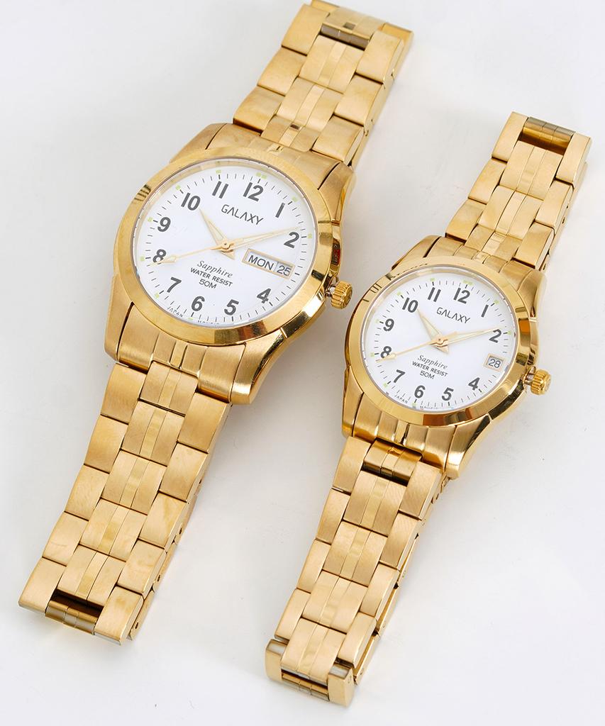 Gaelleogsi 5 Atm Women'S Gold Color Numeral Index Metal Wristwatch Qa9012Fc-1