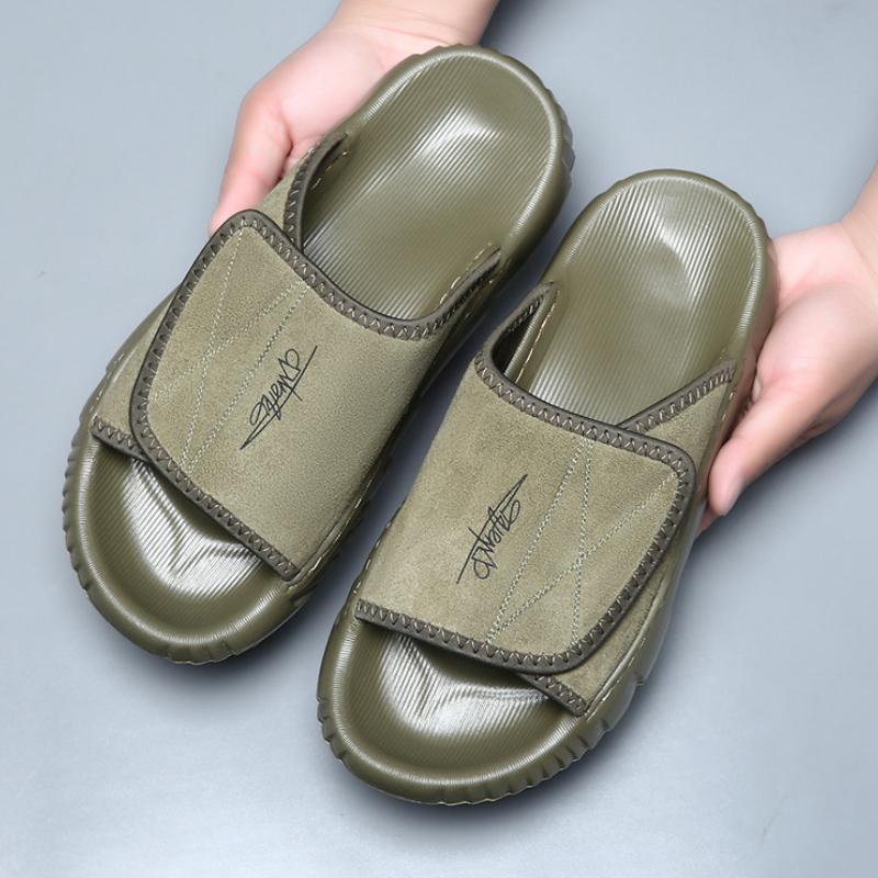 Genuine Leather Men Slippers Platform Open Toe Slip On Casual Sandals Home Mute Slides Summer Beach Walking Sandal Shoes for Men