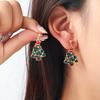 Festive Star Layered Dangle Earrings Women Zinc Alloy Drop With Christmas Tree Hat Design Oil Paint Finish