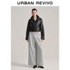 Women's Light Gray Melange Elastic Waist Wide-Leg Pants