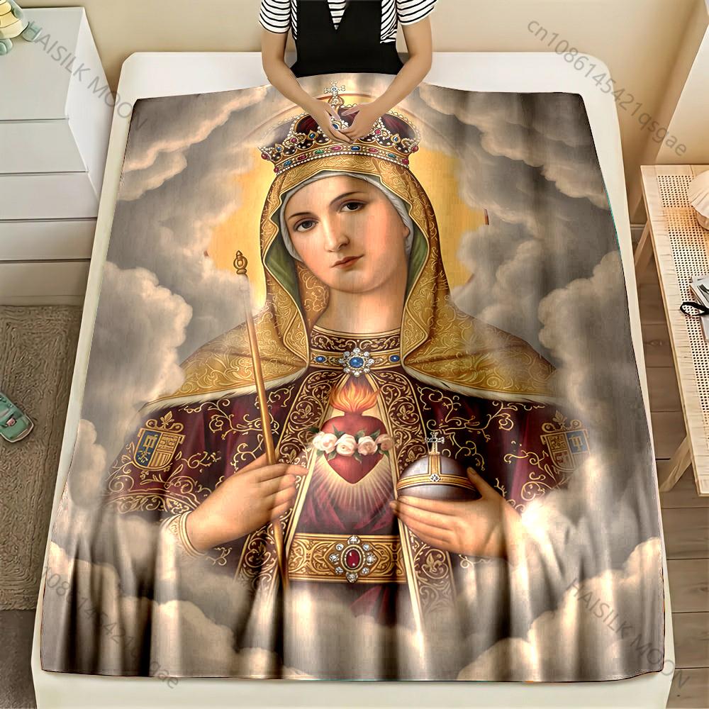 

1PC Sacred figure image with clouds Print Blanket Warm Soft Fluffy Kids Adult Sofa Bed Throw Blanket Outdoor Travel Camping RV 75x90cm