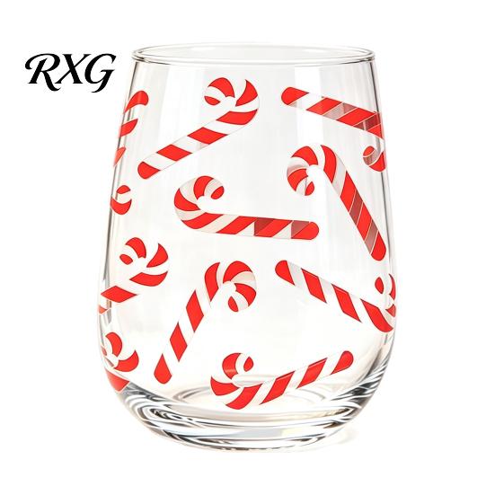 Reindeer Patterned Glasses Christmas Cocktails Glass, Santa Snowman Tree Design Tumbler, 300ml Lead-free Coffee Mug Holiday Drinkware for Cocktail