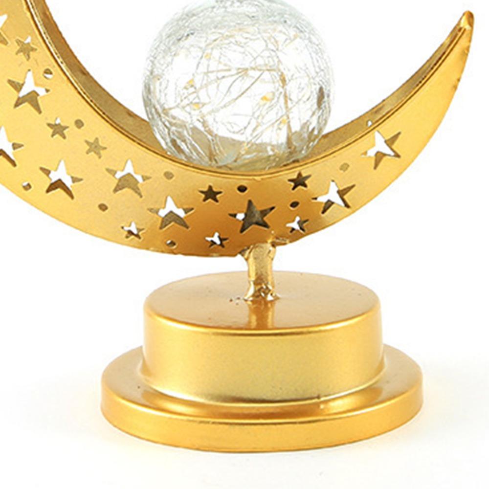 Hollowed Out Iron Art Desk Light LED Crescent Design Moon Lamp  Eid Festive Display