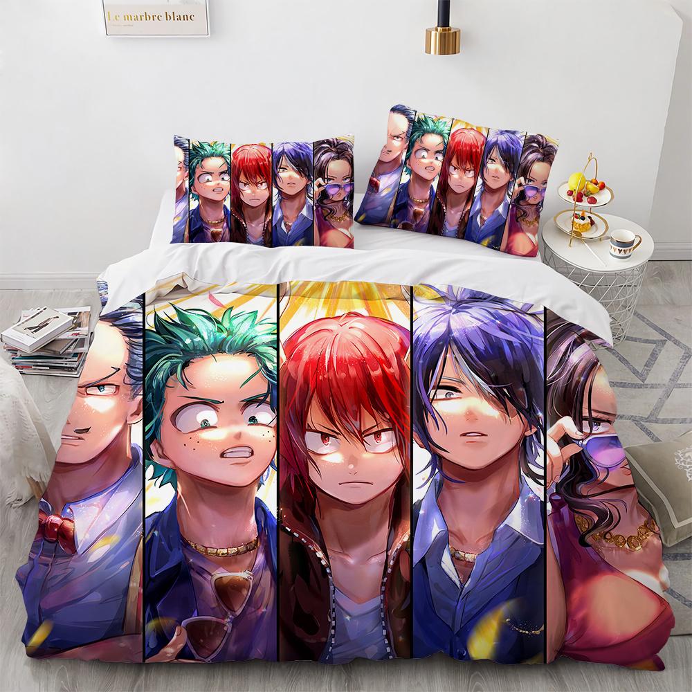 Nová anime posteľná súprava My Hero Academy Anime postavy Prikrývka 3D Kreslená Polyesterová Prikrývka Queen King Size Deti Chlapci