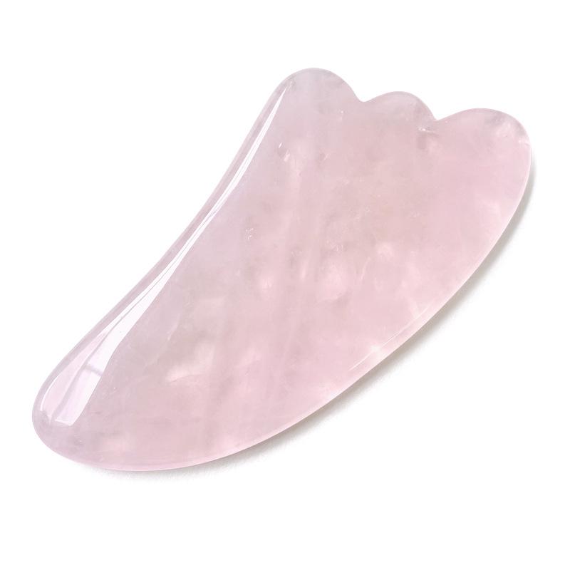 Set Gua Sha din Cuarț Roz în Formă de Inimă și Roller Facial din Cristal de Jad