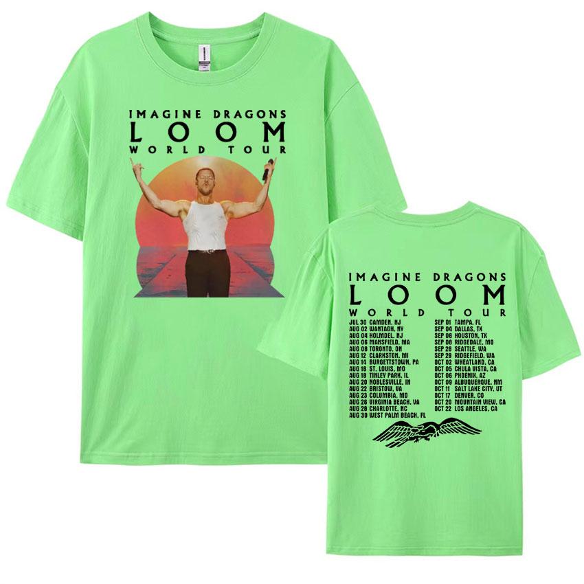 Imagine Dragons Loom Tour 2024 Double Sided Graphic T Shirt Mens Women Vintage Hip Hop Rock Oversized Cotton Tshirt Streetwear
