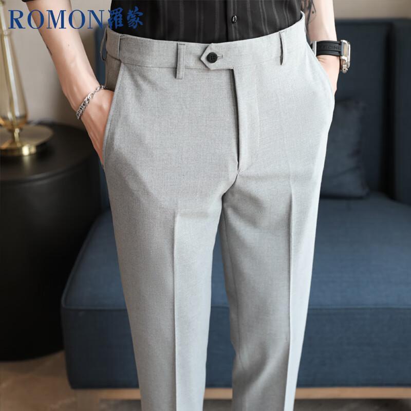 Romon Men s Elastic Waist Business Suit Pants 33