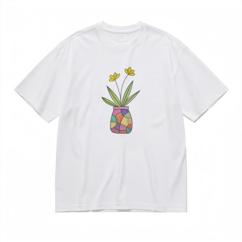 

Женская трендовая классическая футболка Современный желтый цветок Ботанический принт Хлопковая футболка L