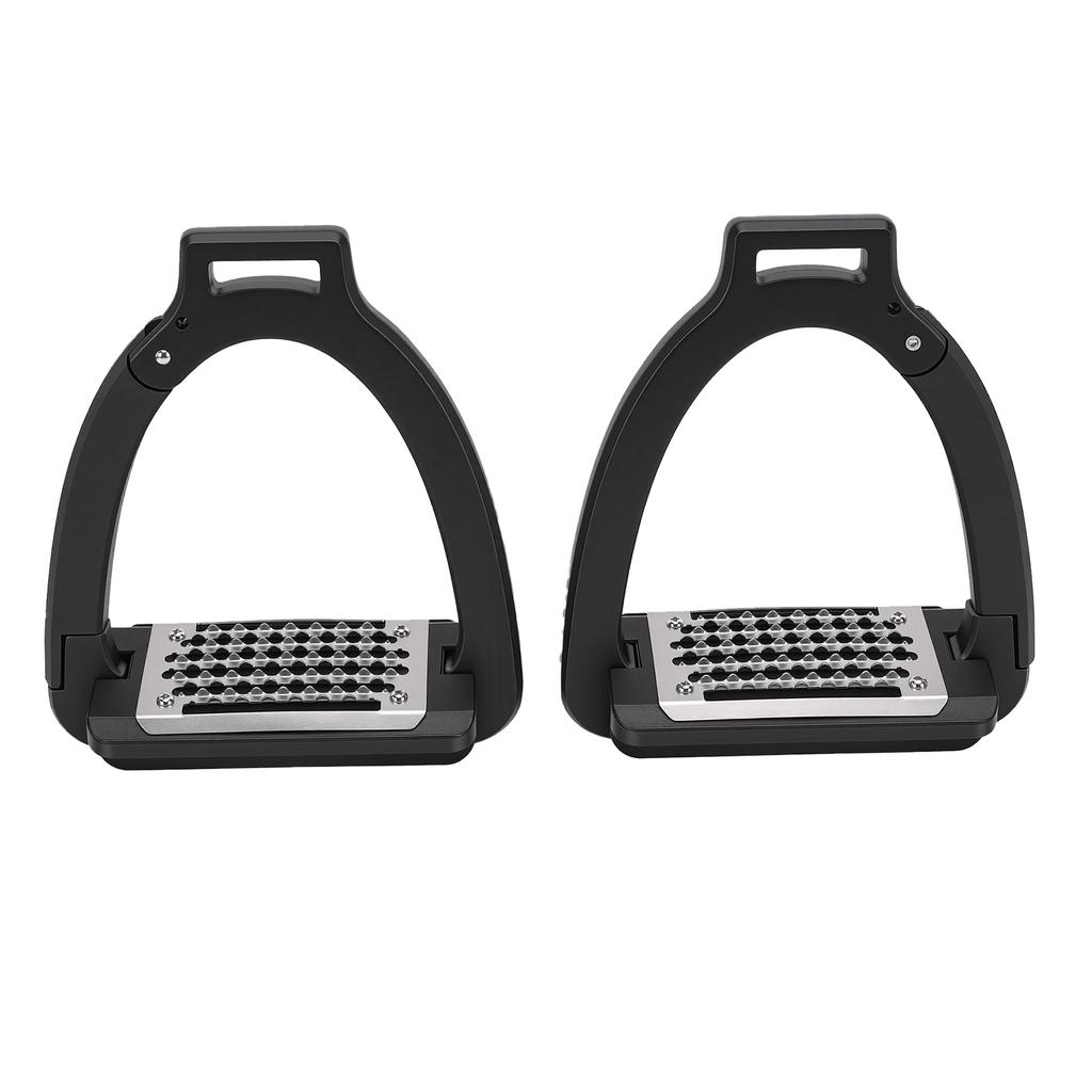 1 Pair Horse Stirrups Alloy Side Opening Safety Stirrup with Anti Slip Pads for Training Practice