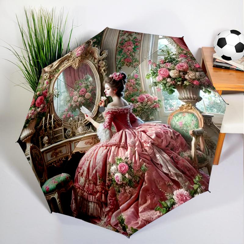 Victorian Tea Time Umbrella Automatic Open/close, Sturdy Iron Frame & 8-Rib Structure, Umbrella for Women & Men, Christmas Gifts
