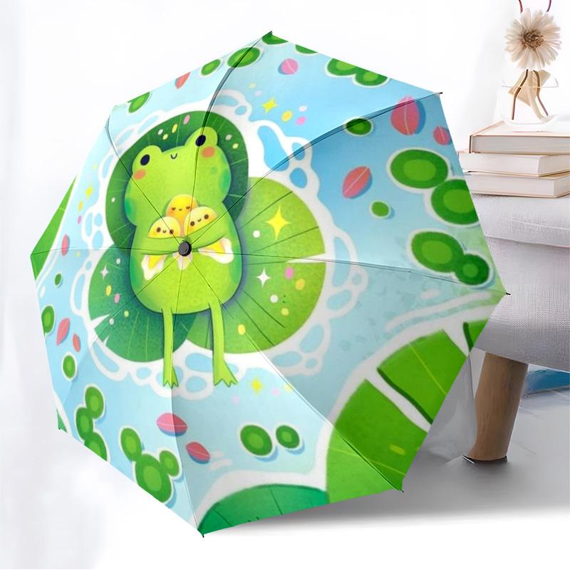 1pc Frog, Pond Automatic Open/Close Umbrella, Folding Compact Umbrella with Lightweight Design for Women/Men Yy251028179