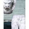 Embossed White Dragon 3D Printed Hoodie Set, Chinese Style Digital Printed Casual Sports 2pcs Set, Loose Unisex Style