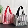 Striped Canvas Tote Bag with Zippered Outer Pocket – Versatile, Large-Capacity Bag for Women As Lunch, Mummy, or Work Bag