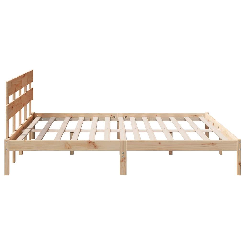 Brown Bed Frame with Headboard 200 x 200 cm Solid Pine Wood