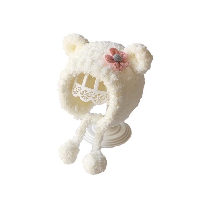 Baby Cute Hat Winter Thickened Cold Warm Scarf 0-3-6 Months Little Princess Fleece Hat Ear Protector