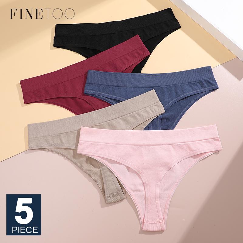 FINETOO 5PCS/Set T-Back Intimates Lingerie Sexy Women Seamless Panties Breathable Thong Underwear for Female Intimates Lingerie