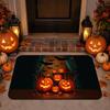 Cracked Ground Pumpkin Ghost Halloween Doormat, Scary Visual‑effect Printed Floor Rug, Spooky Holiday Entry Mat for Hallway