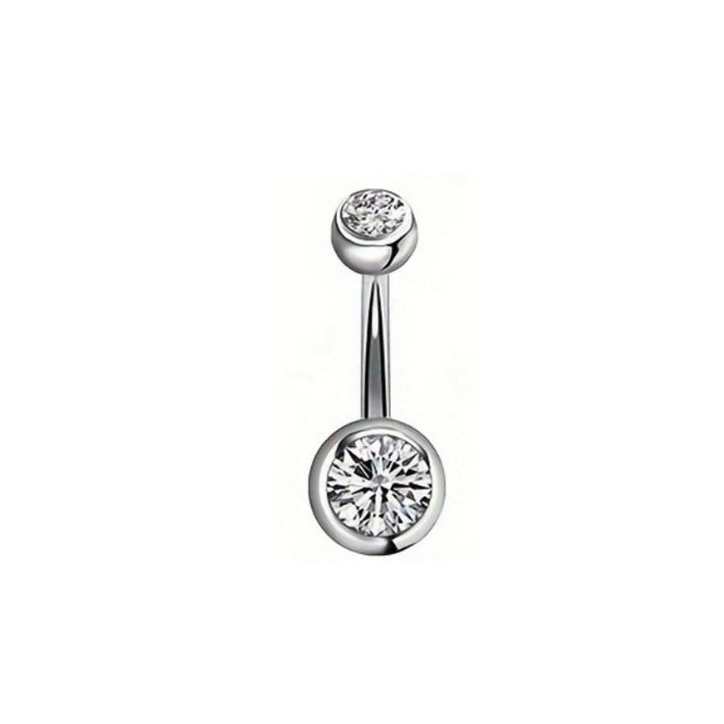 Glamorous Stainless Steel Belly Rings with Rhinestones for a Dazzling Summer Look