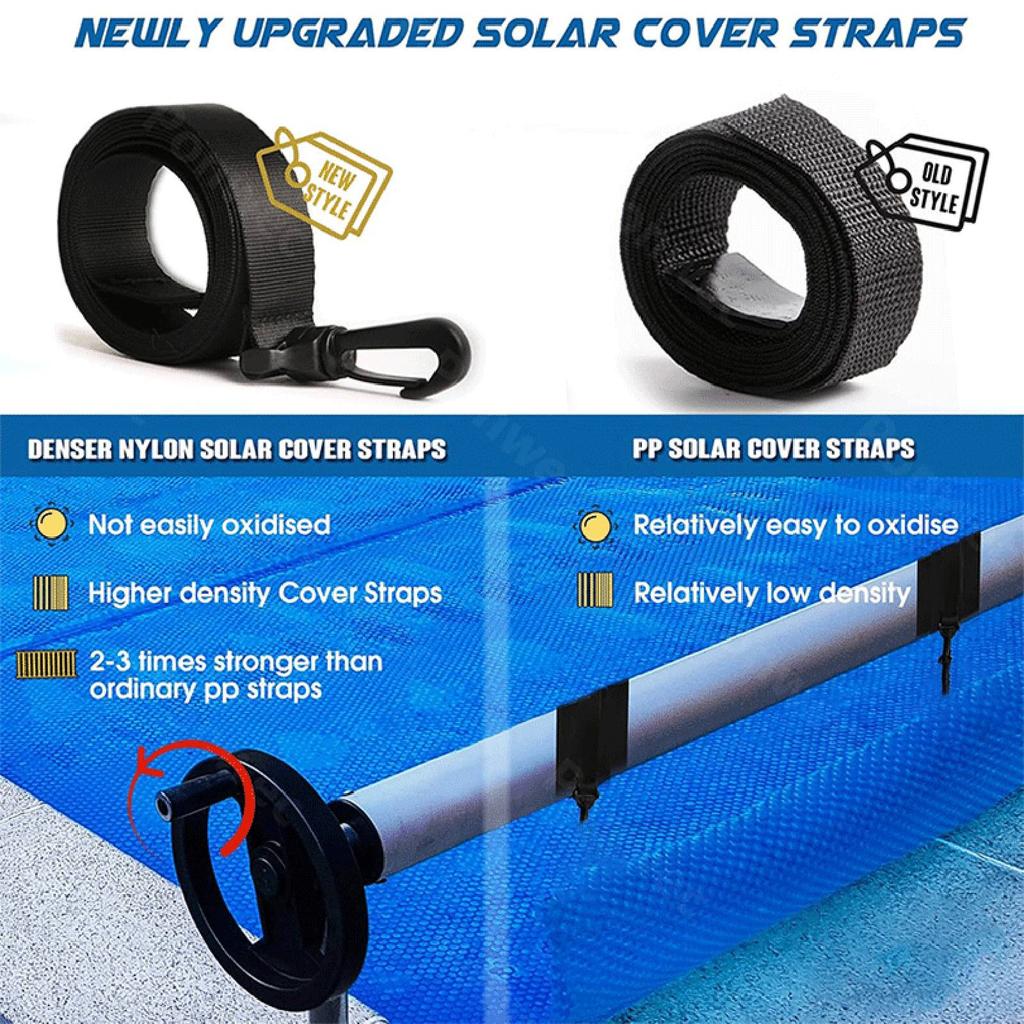 6 Pieces Pool Solar Cover Reel Attachment Kit Accessories Inground Swimming Pool Solar Cover Straps Clips With 6 Straps Hooks