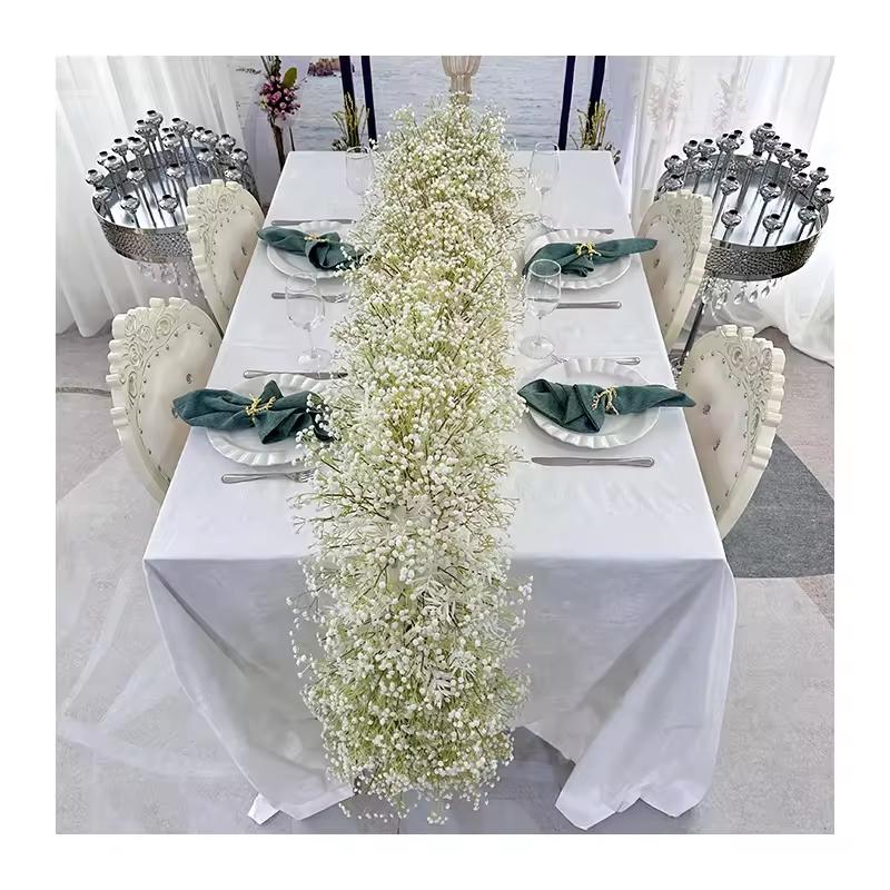 

Uflower 50-200cm Atficial Flower Row Runner Elegant Center Stage Background for Wedding Party Home Decoration 50x30cm